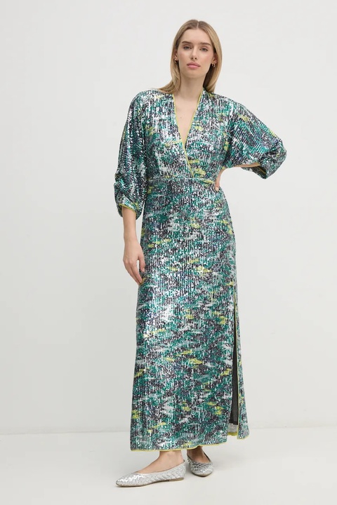 DIANE VON FURSTENBERG sukienka kolor zielony maxi prosta DVFGL3S006 - zdjęcie produktu nr 2