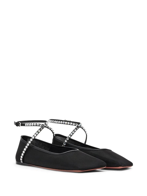 Amina Muaddi Ane crystal-embellished mesh ballerina shoes - Black - zdjęcie produktu nr 2