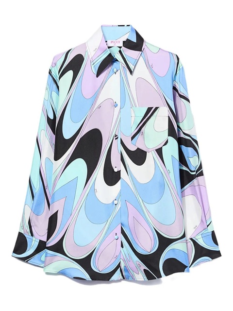 PUCCI onde-print pocket silk shirt - Blue - zdjęcie produktu nr 1