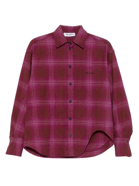 The Attico checked curved-hem shirt - Red - zdjęcie produktu nr 1