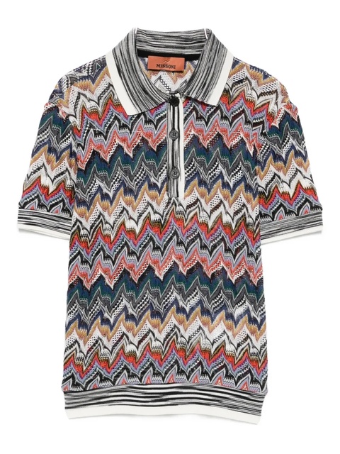 Missoni zigzag-knit polo shirt - Brown - zdjęcie produktu nr 1