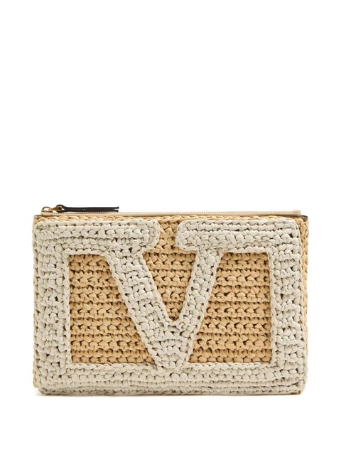 Valentino Garavani Viva Superstar raffia clutch bag - Neutrals - zdjęcie produktu nr 1