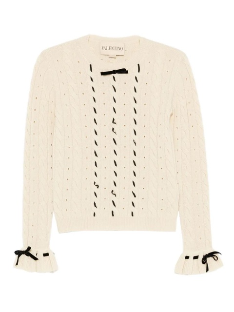 Valentino Garavani cable-knit ruffled-cuff sweater - Neutrals - zdjęcie produktu nr 1