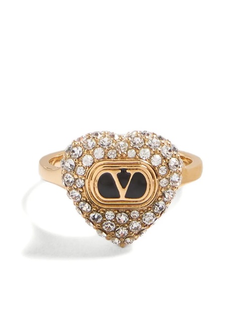 Valentino Garavani Coeur Royal crystal-embellished heart ring - Gold - zdjęcie produktu nr 1