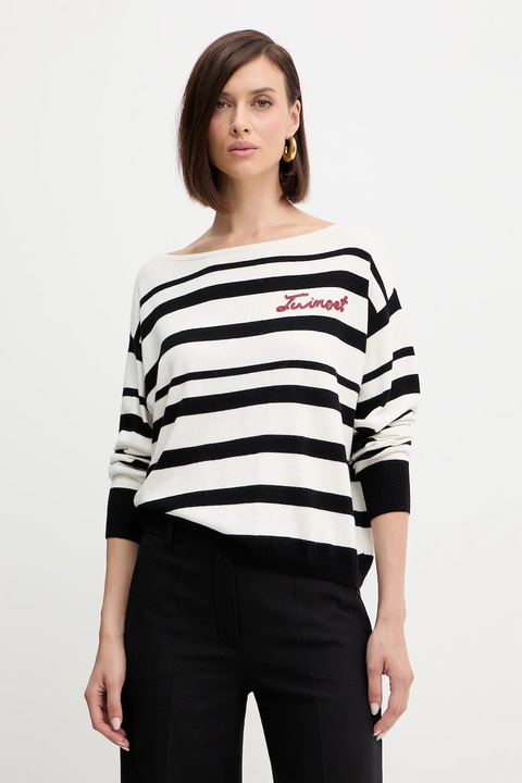 Twinset sweter z domieszką wełny damski kolor czarny lekki 252TP3091 - zdjęcie produktu nr 1