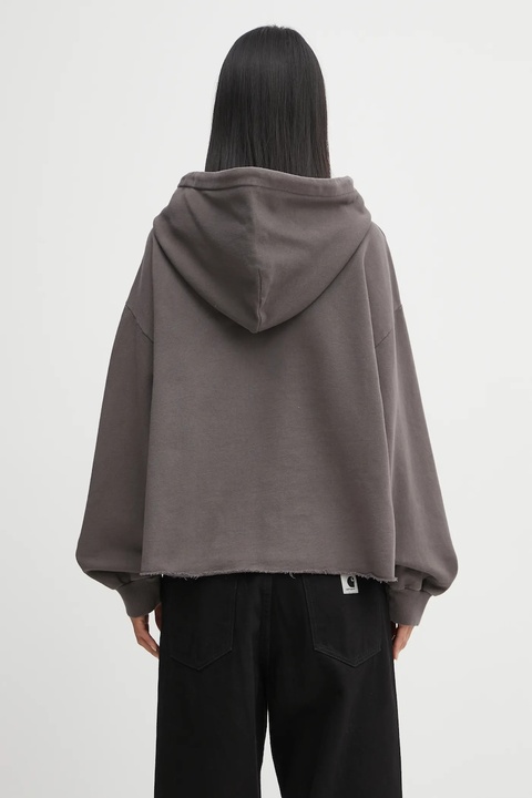 MM6 Maison Margiela bluza bawełniana damska kolor szary z kapturem z aplikacją S62GU0142.M25024.810 - zdjęcie produktu nr 2