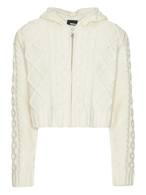 ROTATE BIRGER CHRISTENSEN cable-knit hooded cardigan - White - zdjęcie produktu nr 1