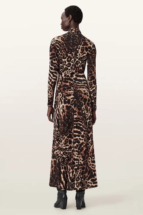 AllSaints sukienka kolor brązowy maxi rozkloszowana W206DD - zdjęcie produktu nr 2