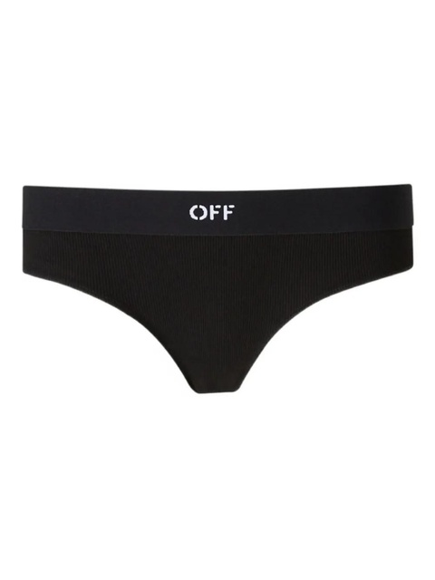 Off-White ribbed logo-detail cotton thong - Black - zdjęcie produktu nr 1
