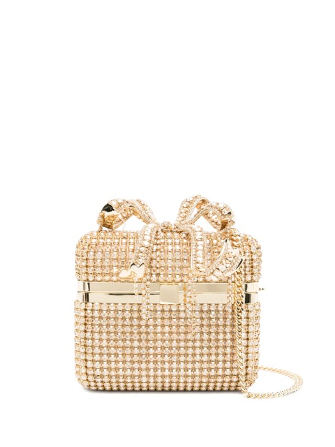 Self-Portrait crystal-embellished bow-detail mini bag - Yellow - zdjęcie produktu nr 1
