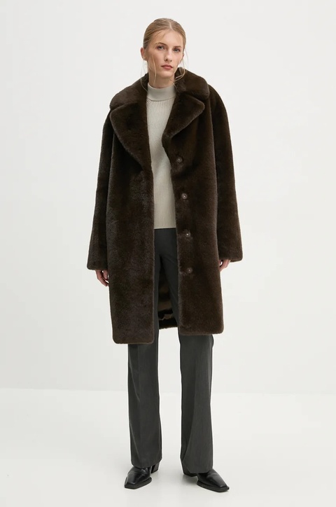 Stand Studio płaszcz Camille Cocoon Coat damski kolor brązowy przejściowy oversize 61137-9070 - zdjęcie produktu nr 2