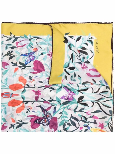 Valentino Garavani floral-print silk scarf - White - zdjęcie produktu nr 1