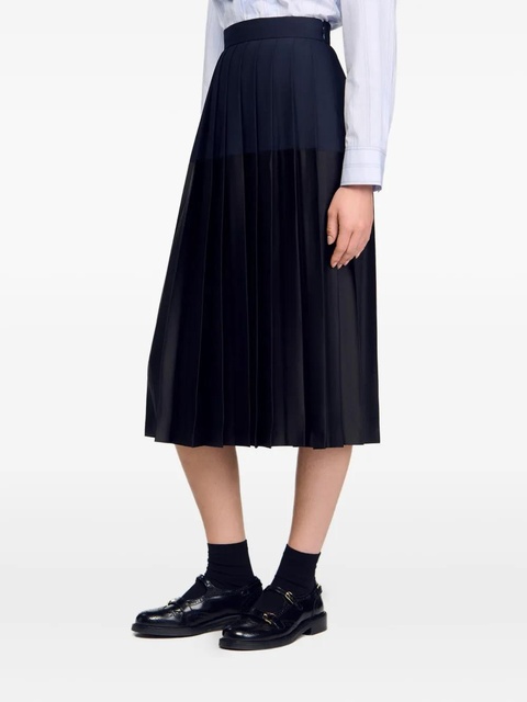 SANDRO pleated colourblock midi skirt - Black - zdjęcie produktu nr 2