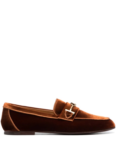 Tod's logo-detail velvet loafers - Orange - zdjęcie produktu nr 1