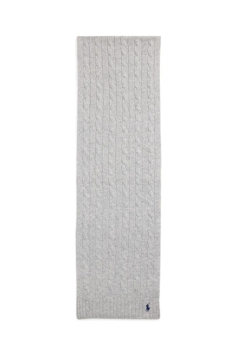 Polo Ralph Lauren szalik wełniany damski kolor szary gładki 455956296 - zdjęcie produktu nr 2