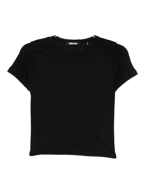 ROTATE BIRGER CHRISTENSEN pointelle T-shirt - Black - zdjęcie produktu nr 1