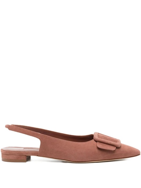 Manolo Blahnik buckle-embellished slingback pumps - Brown - zdjęcie produktu nr 1