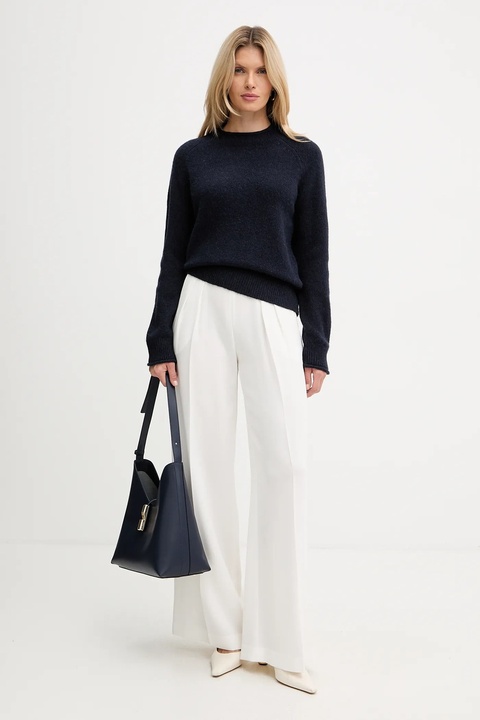 BOSS Orange sweter z dodatkiem wełny damski kolor granatowy lekki z półgolfem 50548930 - zdjęcie produktu nr 2