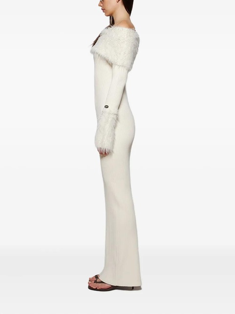 Jean Paul Gaultier ribbed faux-fur trimmed dress - Neutrals - zdjęcie produktu nr 2