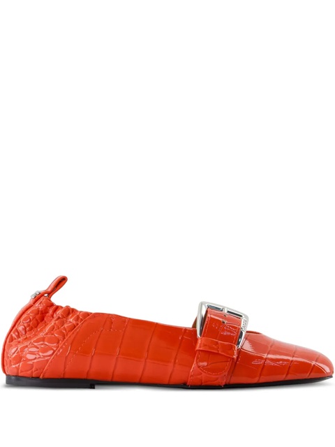 GANNI crocodile-effect buckle ballet flats - Orange - zdjęcie produktu nr 1
