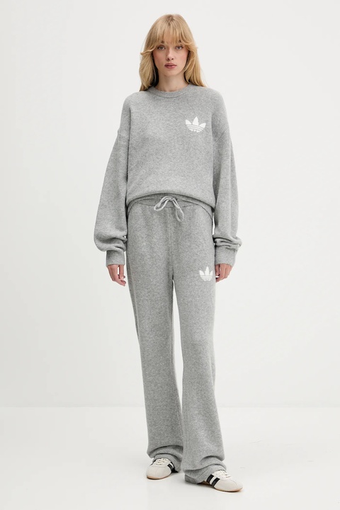 adidas Originals spodnie dresowe z domieszką wełny Knitted Pants kolor szary gładkie KF2534 - zdjęcie produktu nr 2