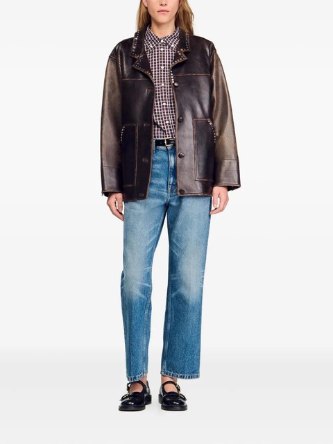 SANDRO studded lambskin jacket - Brown - zdjęcie produktu nr 2