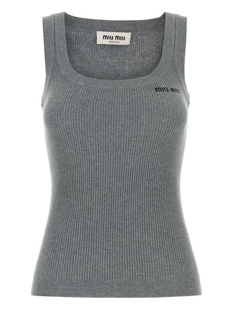 Miu Miu ribbed tank top - Grey - zdjęcie produktu nr 2