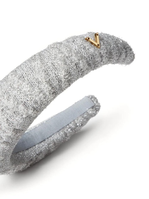 Valentino Garavani Vlogo cotton-blend headband - Grey - zdjęcie produktu nr 2