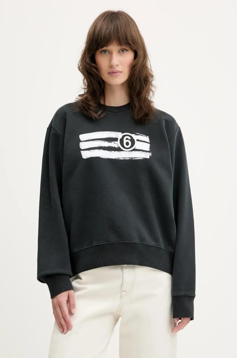 MM6 Maison Margiela bluza bawełniana damska kolor czarny z nadrukiem S62GU0139 - zdjęcie produktu nr 1