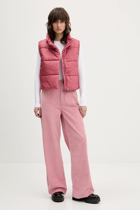 Tommy Jeans spodnie sztruksowe damskie kolor różowy dzwony high waist DW0DW21700 - zdjęcie produktu nr 1