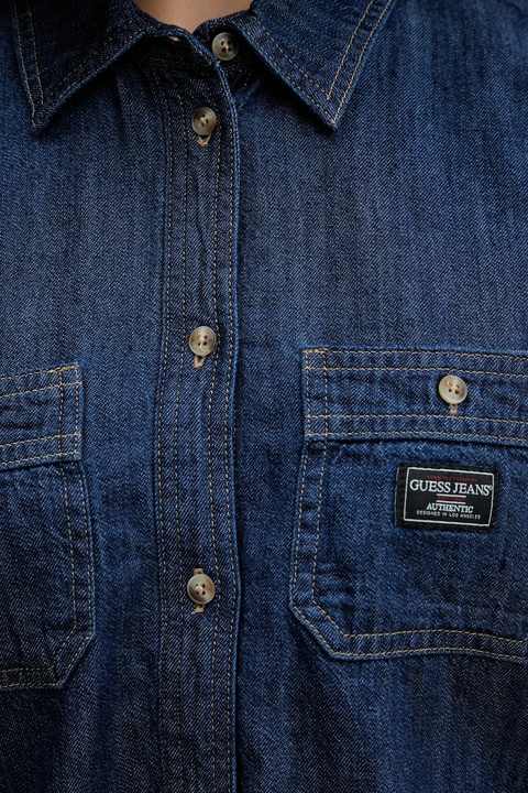 Guess Jeans koszula jeansowa damska kolor granatowy regular z kołnierzykiem klasycznym W5YH37 D5M8D - zdjęcie produktu nr 2