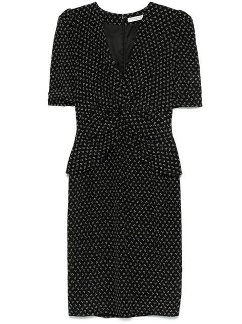 Alessandra Rich flower-print silk midi dress - Black - zdjęcie produktu nr 1