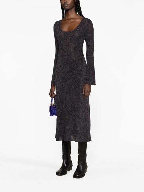 GANNI metallic ribbed maxi dress - Black - zdjęcie produktu nr 2