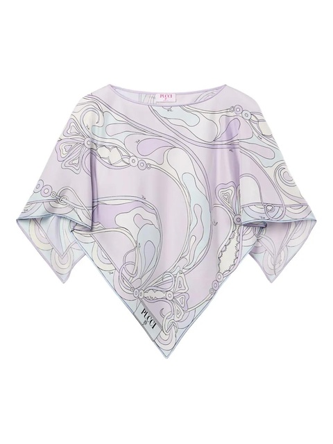 PUCCI orchidee print silk cape blouse - Purple - zdjęcie produktu nr 1