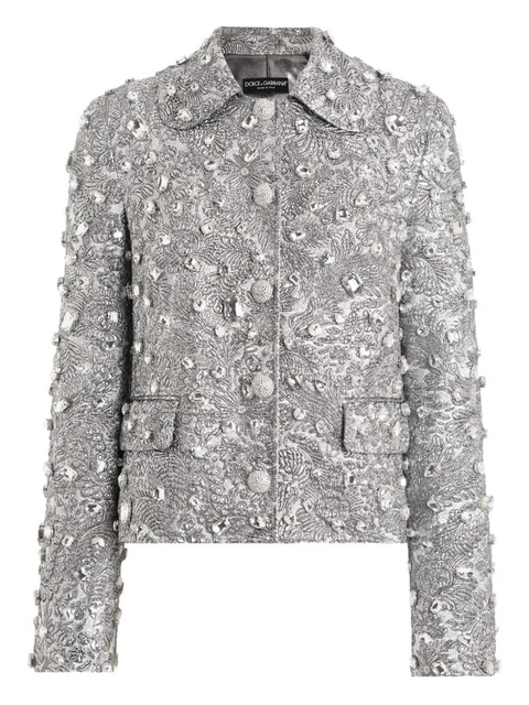 Dolce & Gabbana floral-jacquard single-breasted jacket - Silver - zdjęcie produktu nr 1