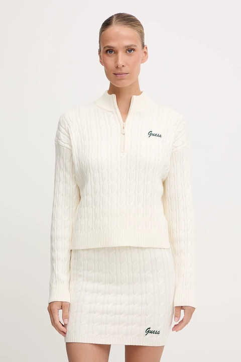 Guess sweter LAVINIA damski kolor beżowy lekki z półgolfem V5BR02 Z0572 - zdjęcie produktu nr 1