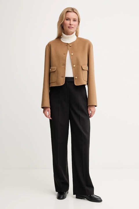 Tommy Hilfiger kurtka z wełną kolor brązowy WW0WW47446 - zdjęcie produktu nr 1