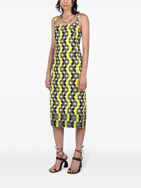 DRIES VAN NOTEN geometric-print midi dress - Green - zdjęcie produktu nr 2