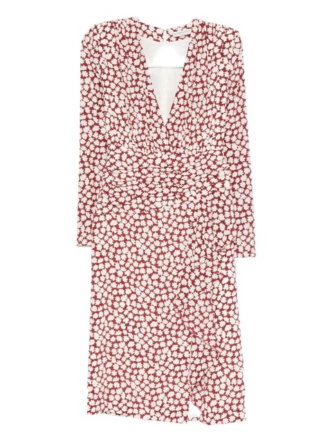 Alessandra Rich floral-print draped midi dress - Red - zdjęcie produktu nr 1