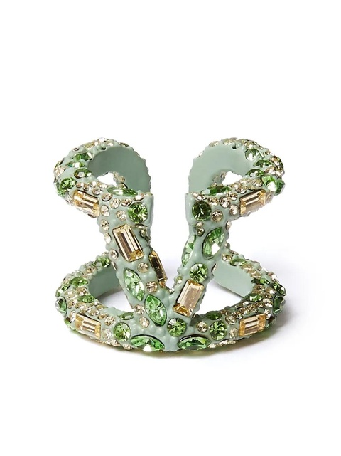 Valentino Garavani VLogo crystal-embellished ring - Green - zdjęcie produktu nr 1