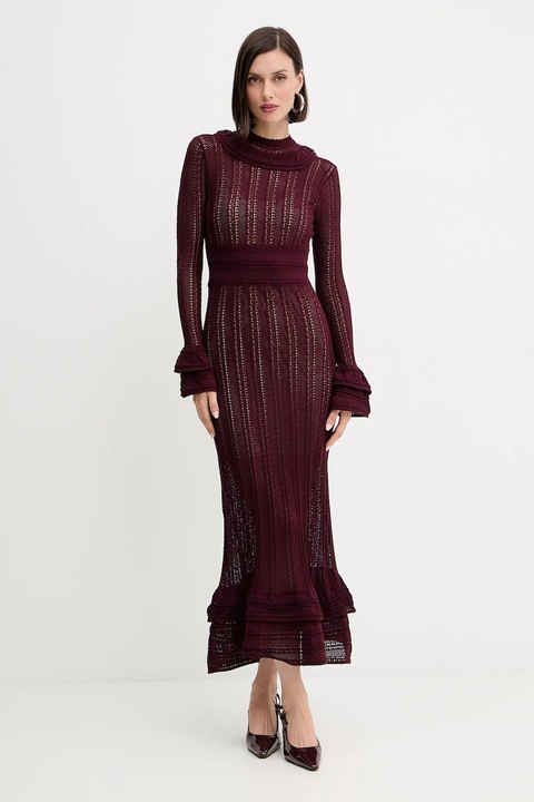 Twinset sukienka kolor bordowy maxi rozkloszowana 252TP3182 - zdjęcie produktu nr 1