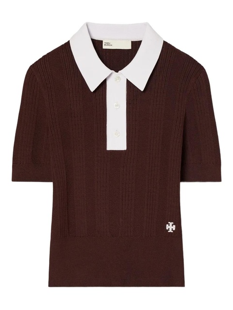 Tory Burch Pointelle polo sweater - Brown - zdjęcie produktu nr 1