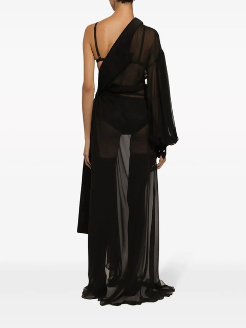 Dolce & Gabbana one-shoulder silk-blend dress - Black - zdjęcie produktu nr 2