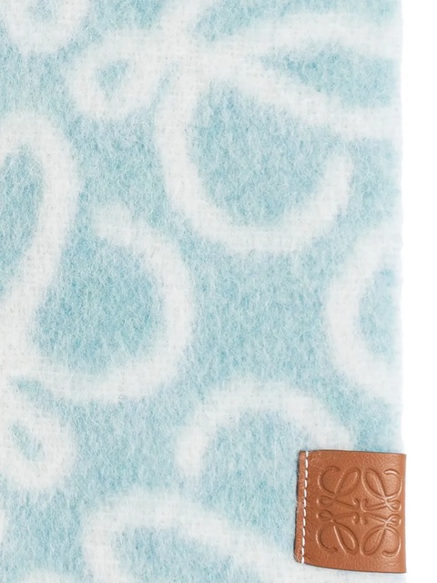 LOEWE Anagram-pattern fringed scarf - Blue - zdjęcie produktu nr 1