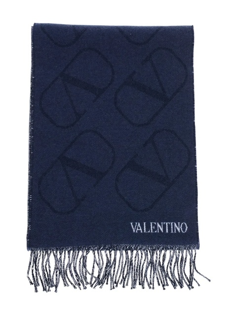 Valentino Garavani monogram fringed scarf - Blue - zdjęcie produktu nr 1