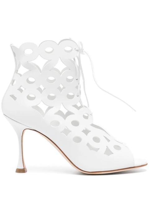 Manolo Blahnik Taralo 90mm cut-out boots - White - zdjęcie produktu nr 1