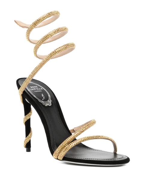 René Caovilla 110mm crystal-embellished spiral sandals - Black - zdjęcie produktu nr 1