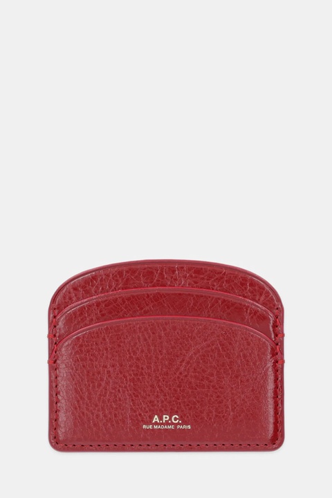 A.P.C. etui na karty skórzane porte-cartes demi-lune kolor czerwony PXCCK.F63270 - zdjęcie produktu nr 1