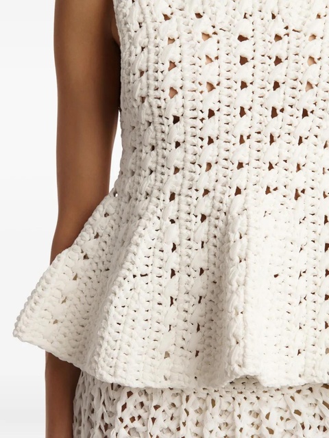 KHAITE Yuka crochet peplum top - White - zdjęcie produktu nr 1
