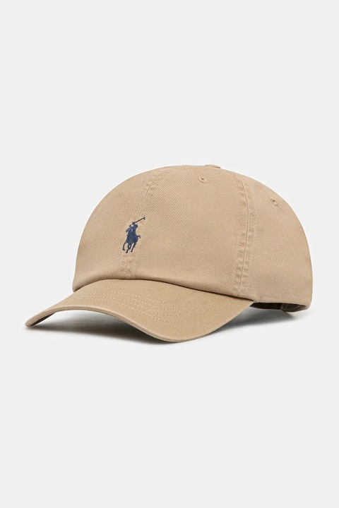 Polo Ralph Lauren czapka z daszkiem bawełniana kolor beżowy gładka 211912843 - zdjęcie produktu nr 1